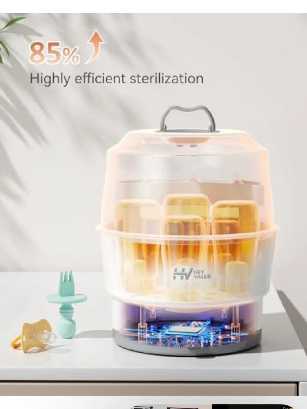 White Baby Bottle Sterilizer with Handle